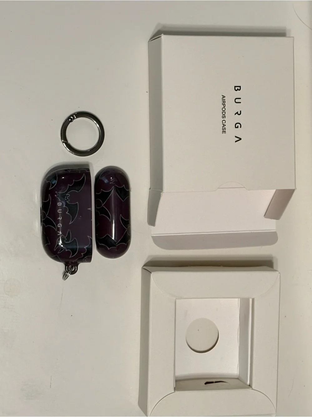 BURGA Purple Bat Pattern AirPods Case with Keyring